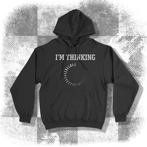 I am thinking... feliratú, kenguruzsebes, kapucnis pulóver - fekete színben