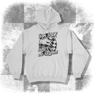 Üss úgy... feliratú, kenguruzsebes, kapucnis pulóver - fekete színben