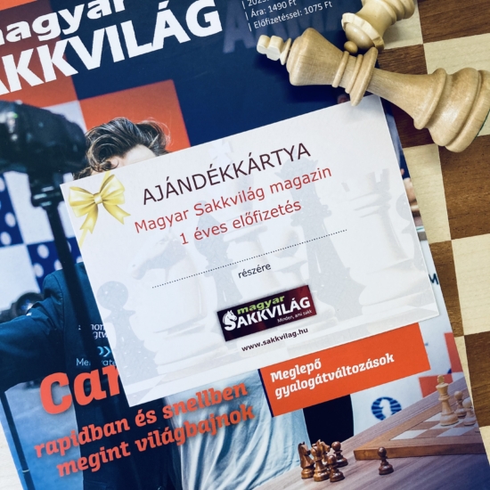 Ajándékkártya - Magyar Sakkvilág nyomtatott magazin  1 éves előfizetés
