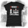 Kép 1/2 - Merry Chessmas! feliratú női póló - fekete színben