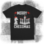 Kép 1/2 - Merry Chessmas! feliratú férfi póló - fekete színben